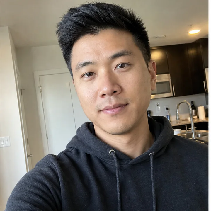 Before: Portrait background changed to a modern startup office