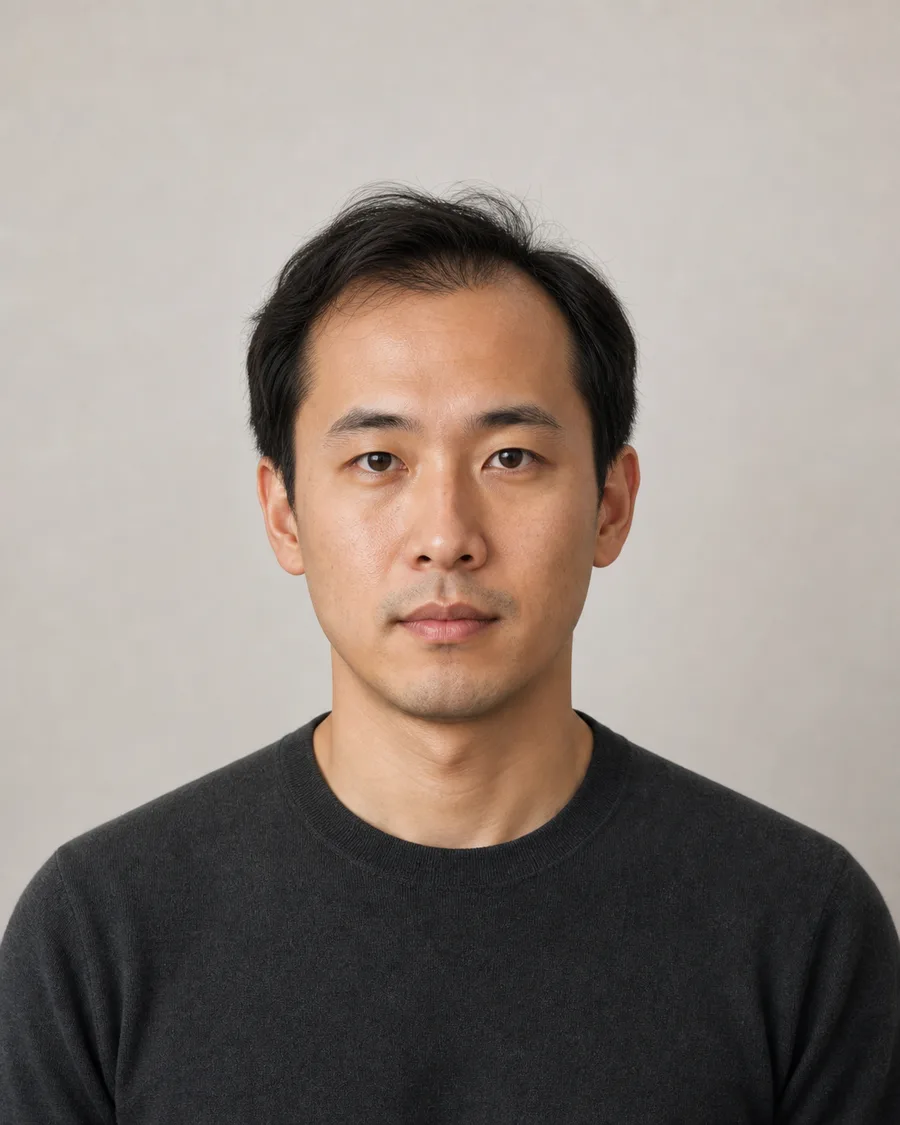 Before: Man before and after an AI short hairstyle preview